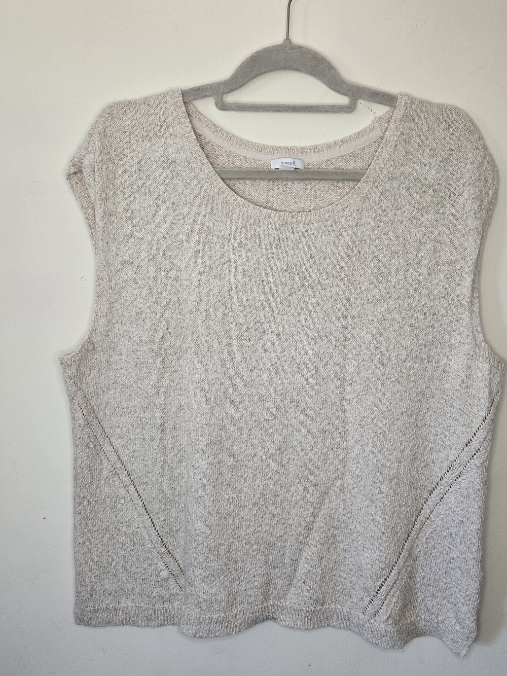 pure jill Neutral Knit Tank 100% Cotton Minimalist Capsule Versatile Size Xl